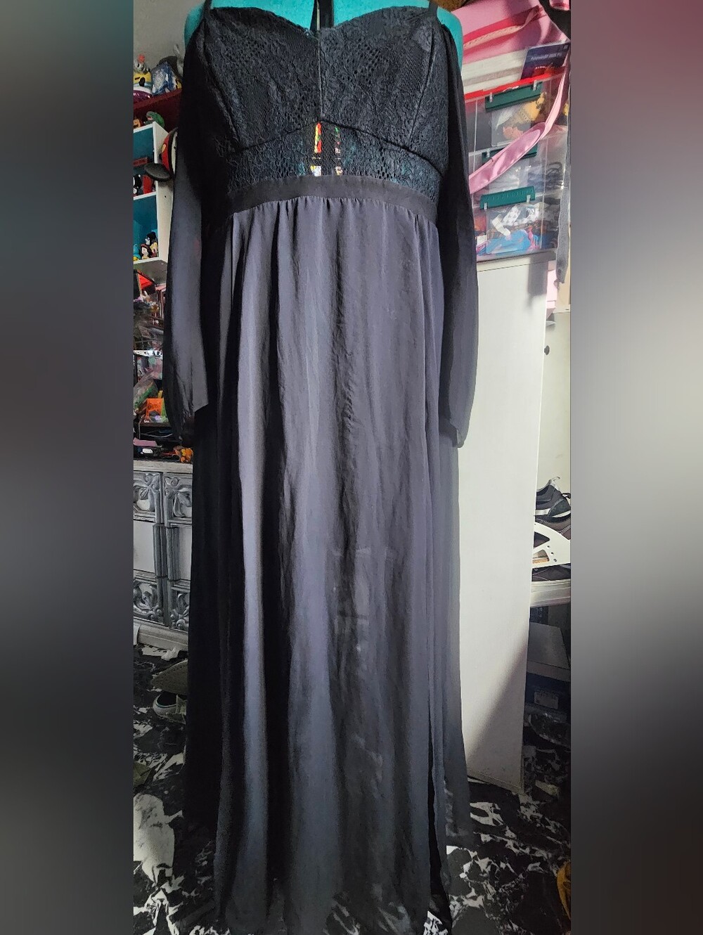 torrid Black Long Sleeve Lace Bodice Maxi Dress